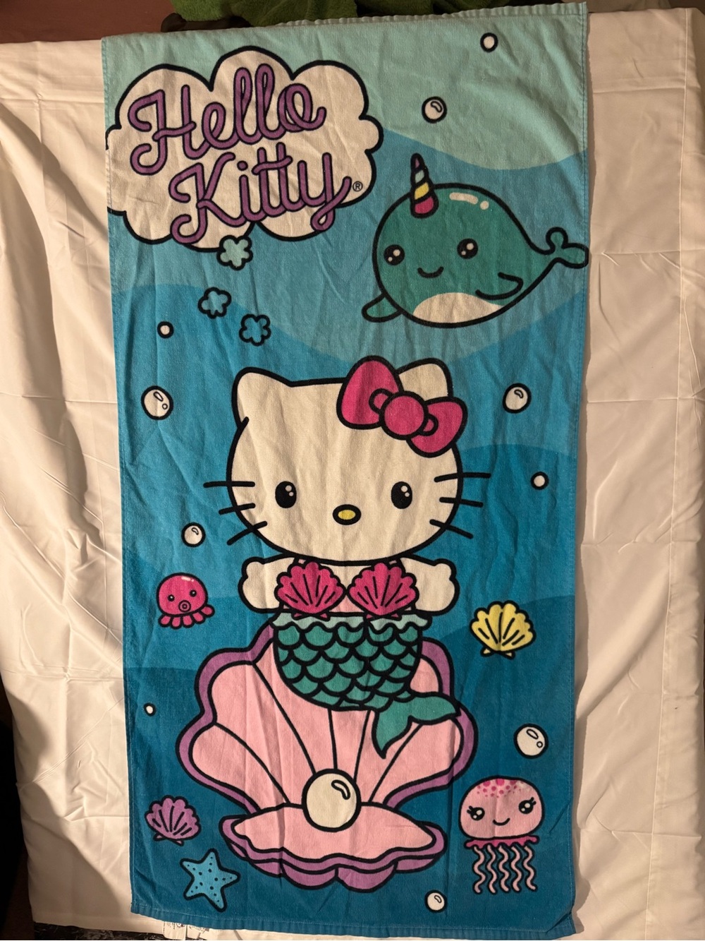 Hello Kitty Teal, Pink & Cream Mermaid Towel